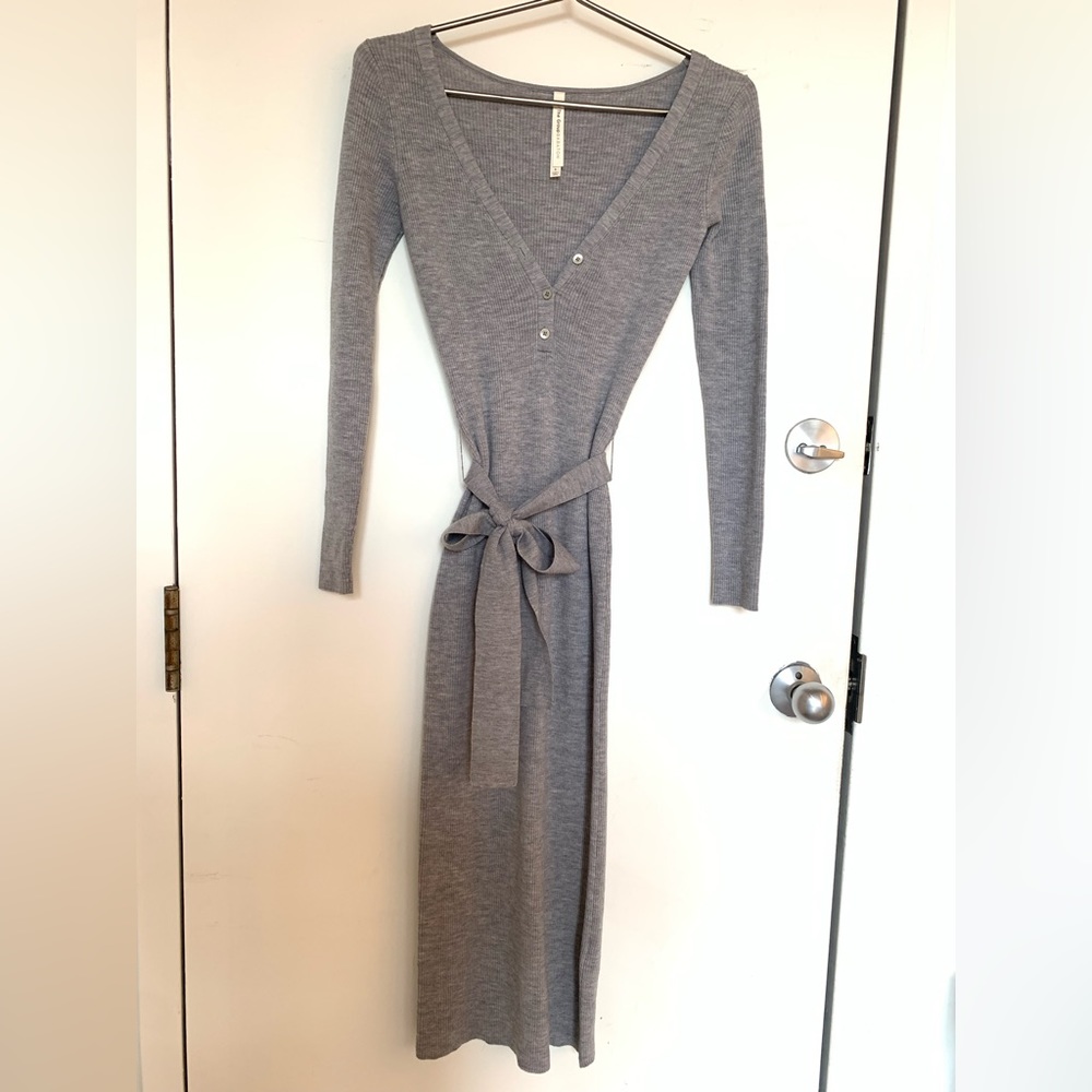 Aritzia Babaton Ribbed Knit Dress - Heather Grey, S